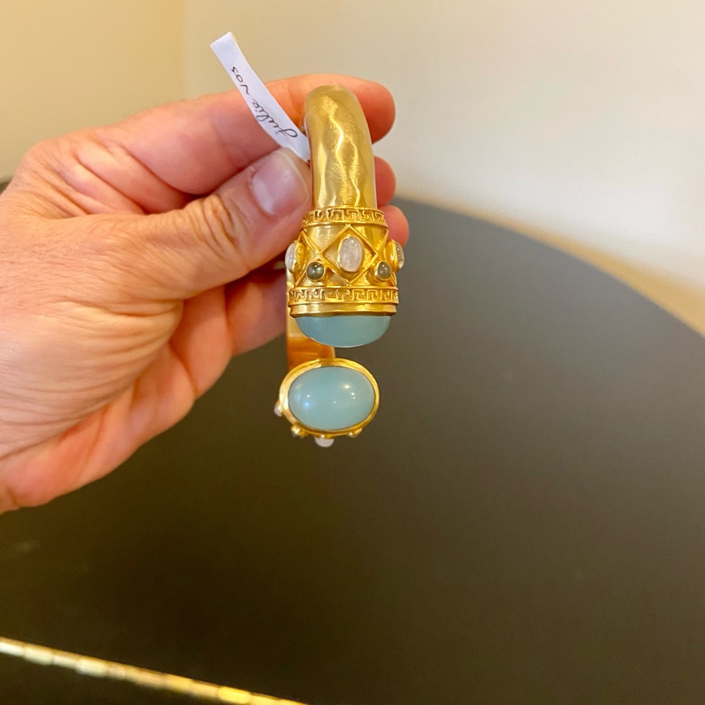 Julie Vos NWT AUTHENTIC Luxury Vintage RARE Chalcedony Hinge Cuff/bracelet - Picture 15 of 17